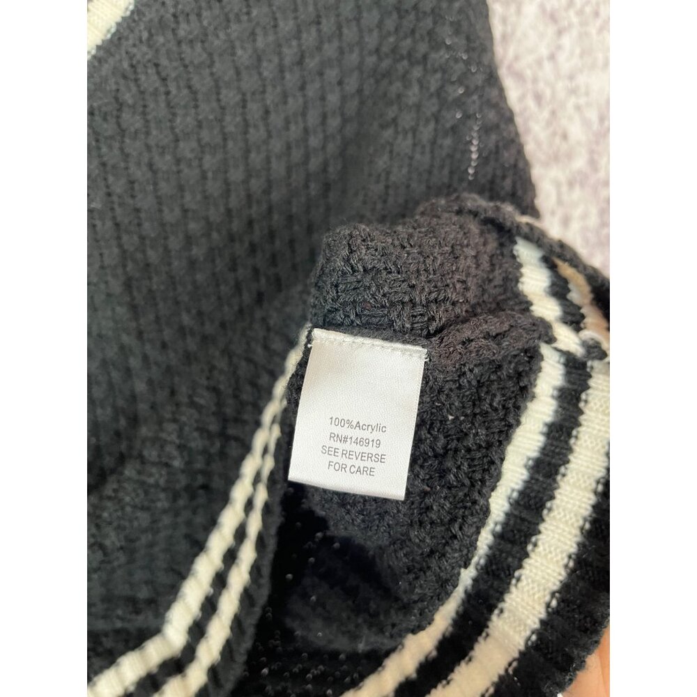 Cloud Chaser Sweater Vest Women's Small Black White Grandpacore Preppy Knit - Picture 4 of 8